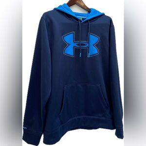 UNDER ARMOUR BLUE TWO TONE LOGO POCKET SWEATSHIRT HOODIE